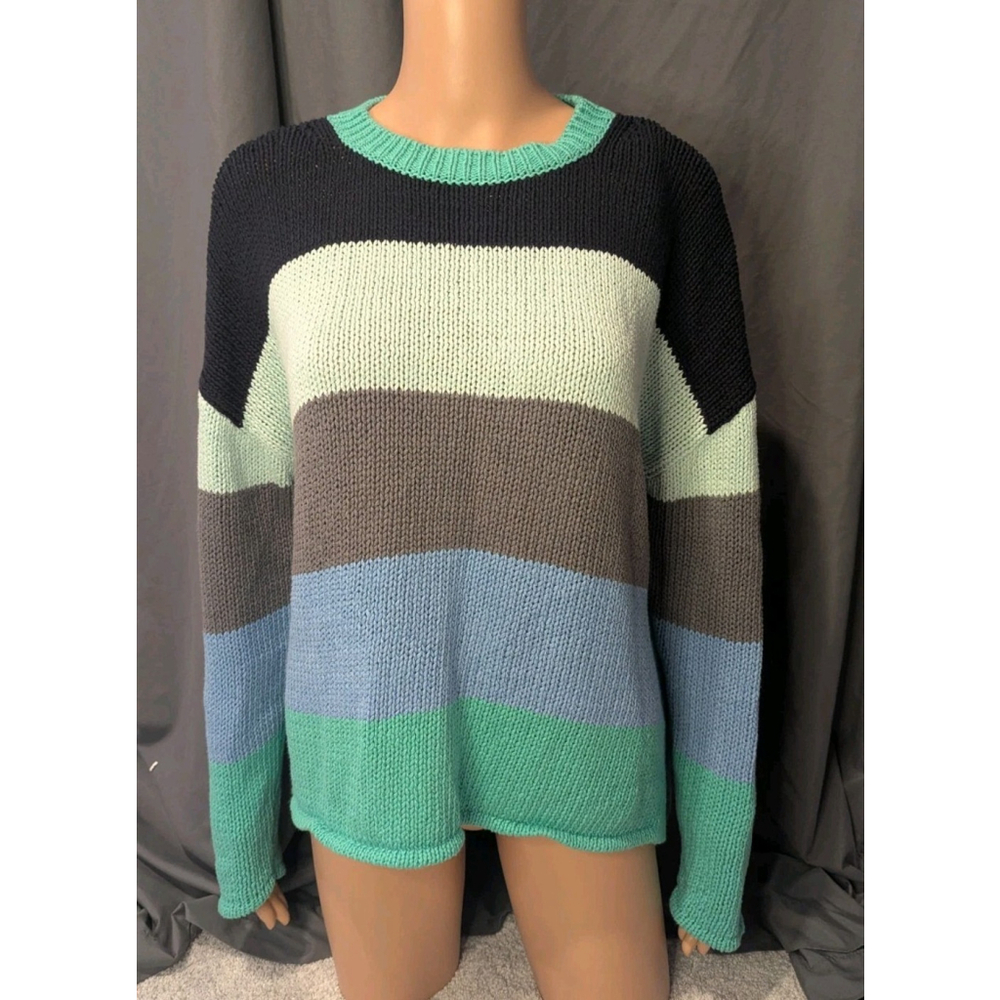 HIHO Sweater Knit Woman's Medium Color Block Tortola bVI